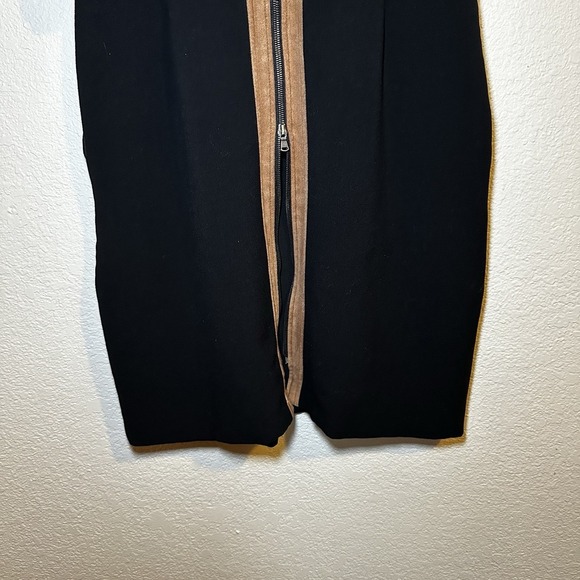 Toccin Women's 12 Two-Tone Faux Suede Short Sleeve Overlay Dress Black Sheath - Picture 7 of 12